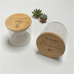 Glas mit Bambusdeckel 320ml