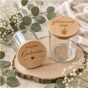 Glas mit Holzdeckel 530ml