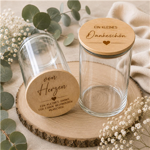 Glas mit Holzdeckel 880ml